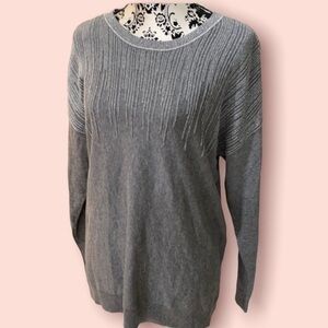 Alfani Women's Sweater Gray Size XLarge L Metallic Long Sleeve Pullover $59 New